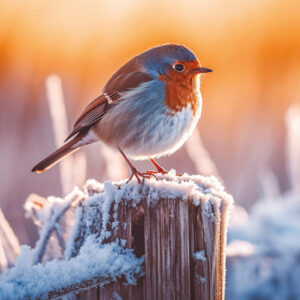 2. 'Winter Robin on Fence' Christmas Cards